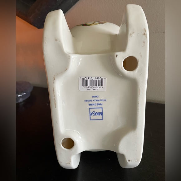 Vintage Mikasa Porcelain Holly Sleigh, Centerpiece Bowl, Christmas Accent - Picture 6 of 6